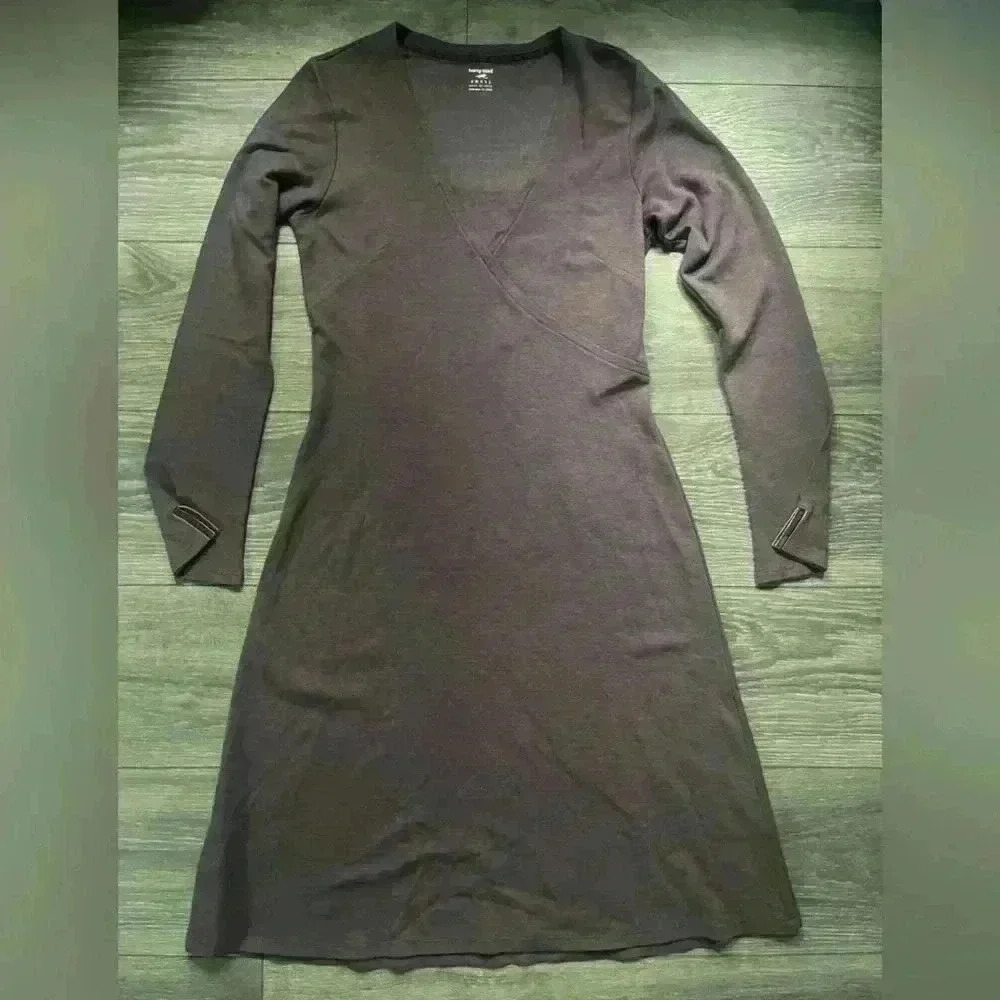 Horny Toad Faux Wrap Mauve Dress Long Sleeves Knee Length Size S